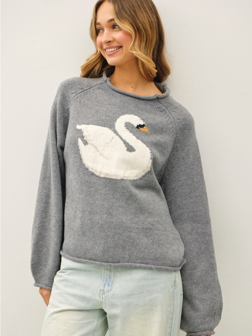 Things Between Cozy Gray Swan Pullover Sweater knit - Women